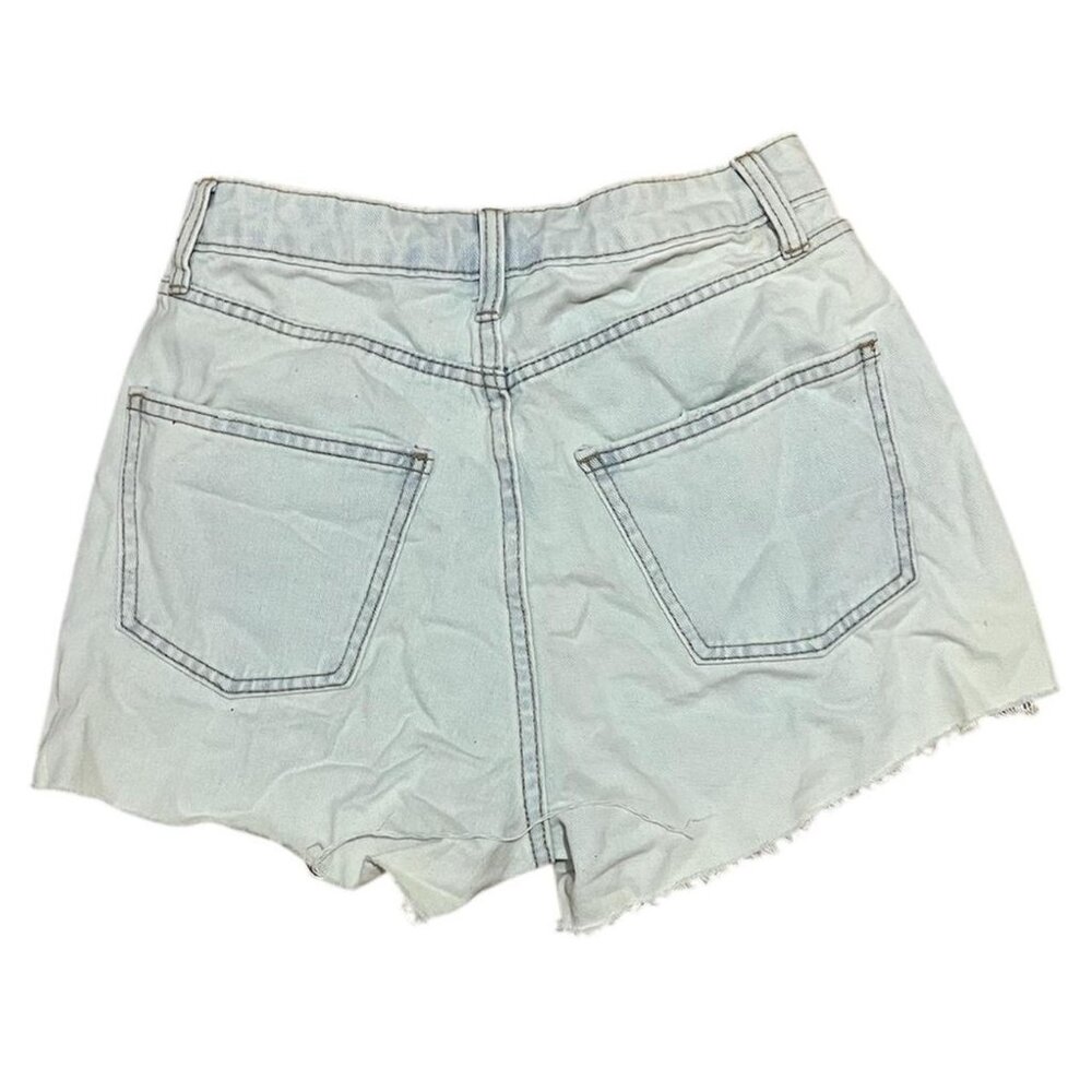 Crochet High Waisted Patchwork Denim Shorts - Picture 2 of 2
